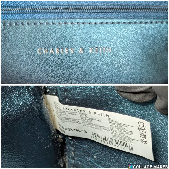 CHARLES & KEITH Teal Chain Handle Tote Bag Shoulder Bag - Picture 6 of 15